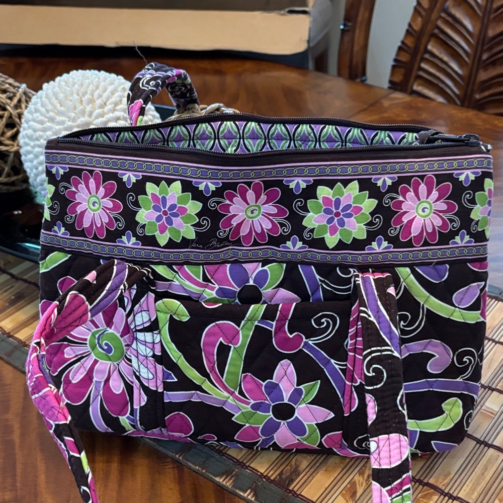 Vera Bradley Black and Pink Floral Shoulder Bag